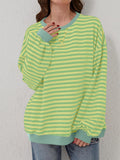 Lovelet Contrast Striped Long Sleeve Sweatshirt - PD SECRET REALM