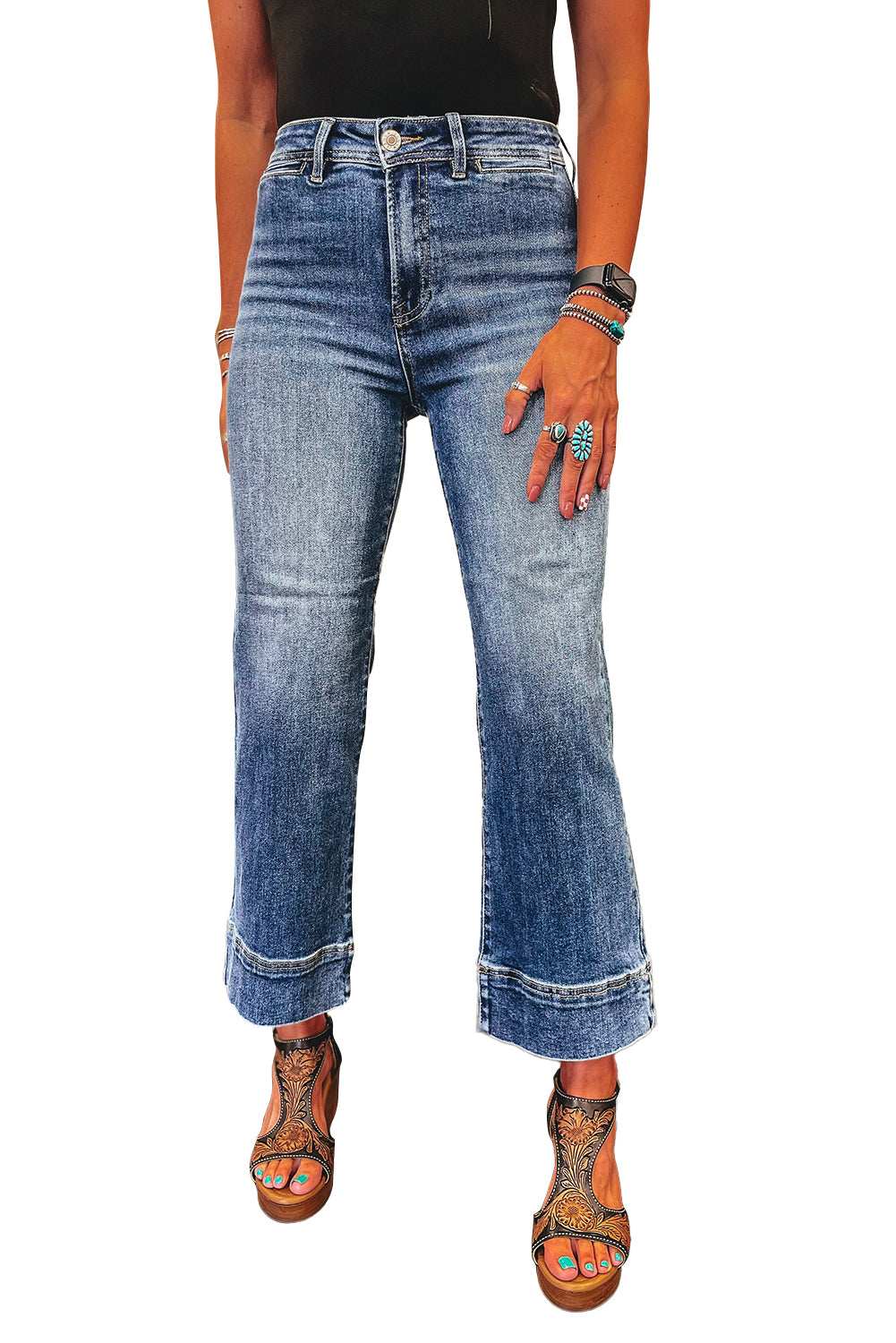 Ashleigh Blue Mineral Wash High Waist Crop Jeans