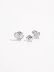 925 Sterling Silver Inlaid Zircon Heart Earrings