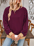 Lovelet Contrast Striped Long Sleeve Sweatshirt - PD SECRET REALM