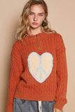 Cable-Knit Peace Patch Dropped Shoulder Sweater - PD SECRET REALM