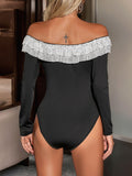 Perfee Sequin Ruffled Off-Shoulder Long Sleeve Bodysuit - PD SECRET REALM