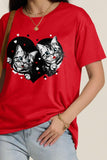 FAM-FAM Cat Round Neck Dropped Shoulder T-Shirt - PD SECRET REALM