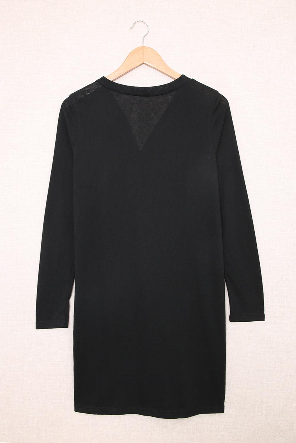 Black Casual Button Front Open Front Cover Up