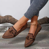 Bow Contrast Trim Point Toe Loafers - PD SECRET REALM