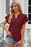 Eyelet Notched Flutter Sleeve T-Shirt - PD SECRET REALM