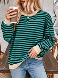 Lovelet Contrast Striped Long Sleeve Sweatshirt - PD SECRET REALM