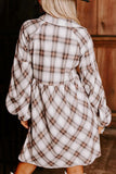 Plaid Long Sleeve Mini Shirt Dress - PD SECRET REALM