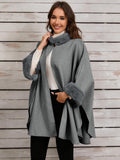 Fuzzy Trim Long Sleeve Poncho - PD SECRET REALM