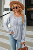 Round Neck Flounce Sleeve Blouse - PD SECRET REALM