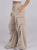 Elastic Waist Wide Leg Pants with Pockets - PD SECRET REALM