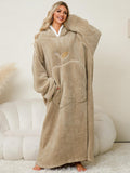 Pocketed Contrast Long Sleeve Hooded Lounge Dress - PD SECRET REALM