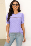 Eyelet Round Neck Short Sleeve T-Shirt - PD SECRET REALM