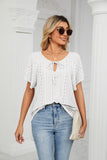 Eyelet Tie-Neck Flutter Sleeve Top - PD SECRET REALM