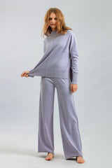 Mock Neck Long Sleeve Top and Pants Sweater Set