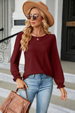 Round Neck Flounce Sleeve Blouse - PD SECRET REALM