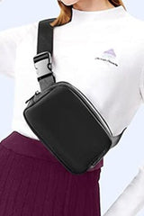 Black Waterproof Zipped Fanny Pack Crossbody Bag