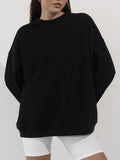 Round Neck Dropped Shoulder Long Sleeve Sweatshirt - PD SECRET REALM