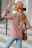 Round Neck Flounce Sleeve Blouse - PD SECRET REALM