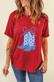 Boot Graphic Round Neck Short Sleeve T-Shirt - PD SECRET REALM