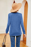 Buttoned Notched Neck Long Sleeve Top - PD SECRET REALM