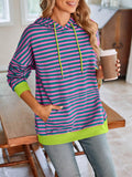 Lovelet Drawstring Striped Long Sleeve Hoodie - PD SECRET REALM