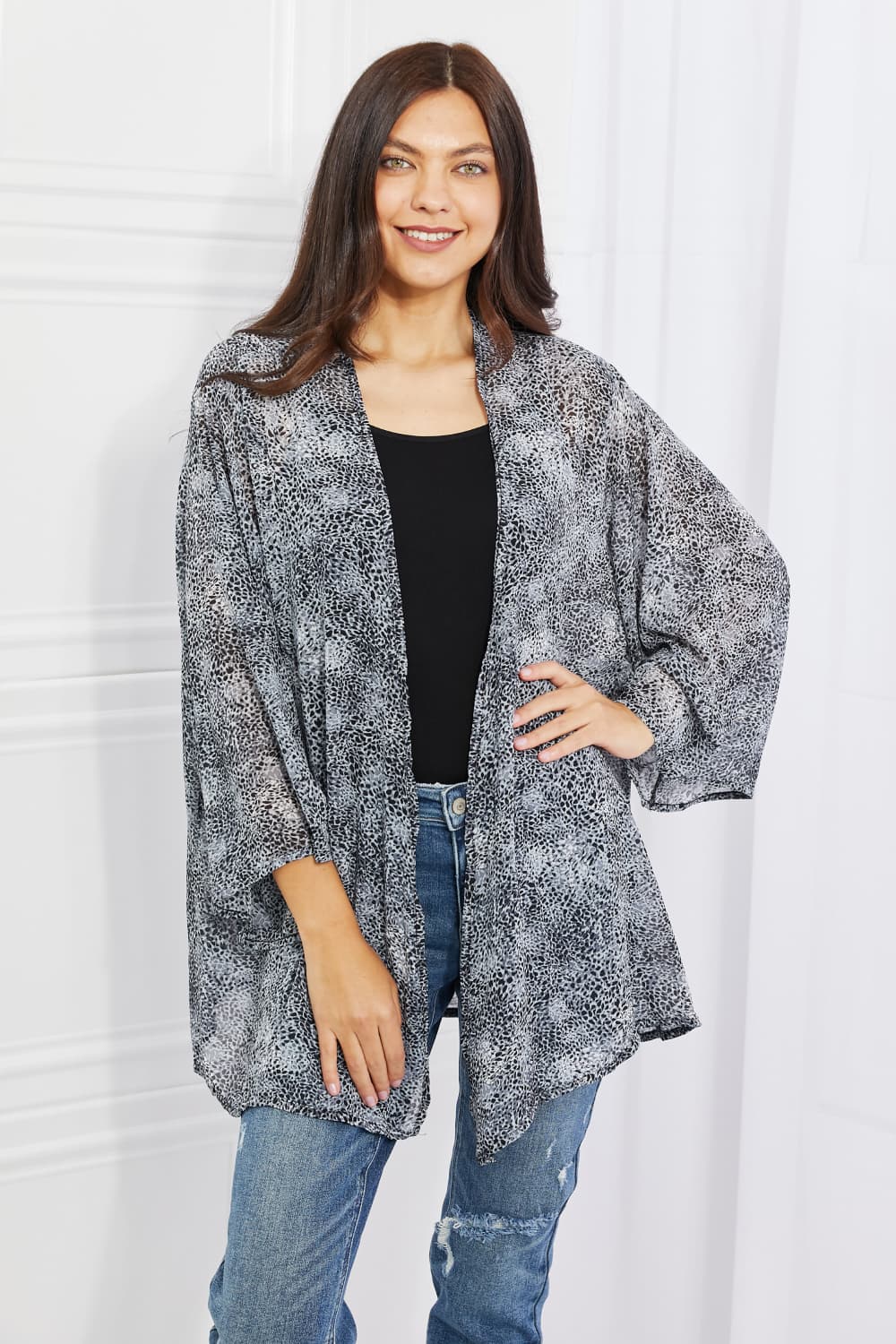 Melody Full Size Snake Print Chiffon Kimono - PD SECRET REALM