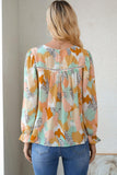 Printed Flounce Sleeve Buttoned Blouse - PD SECRET REALM