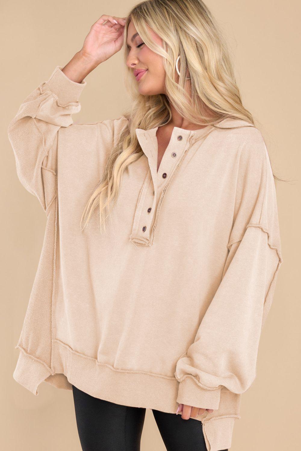 Exposed Seam Long Sleeve Sweatshirt