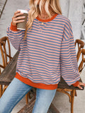 Lovelet Contrast Striped Long Sleeve Sweatshirt - PD SECRET REALM