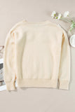 Plus Size Crochet Flower Round Neck Long Sleeve Sweater - PD SECRET REALM