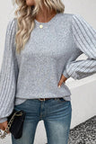 Ribbed Round Neck Long Sleeve Knit Top - PD SECRET REALM