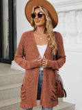 Pocketed Open Front Long Sleeve Cardigan - PD SECRET REALM