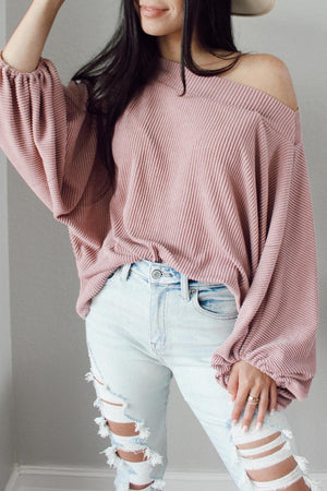 Ribbed Long Sleeve Knit Top - PD SECRET REALM