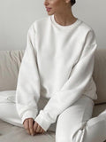 Round Neck Dropped Shoulder Long Sleeve Sweatshirt - PD SECRET REALM