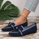 Bow Contrast Trim Point Toe Loafers - PD SECRET REALM