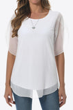 Round Neck Curved Hem Blouse - PD SECRET REALM