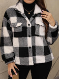 Plus Size Pocketed Plaid Collared Neck Jacket - PD SECRET REALM