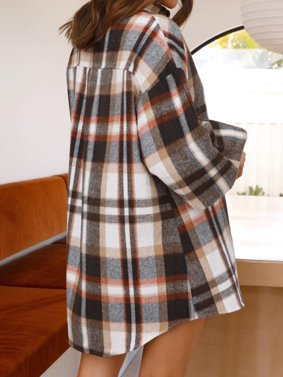 Plaid Lantern Sleeve Shirt