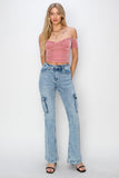 RISEN Full Size High Rise Cargo Flare Jeans - PD SECRET REALM