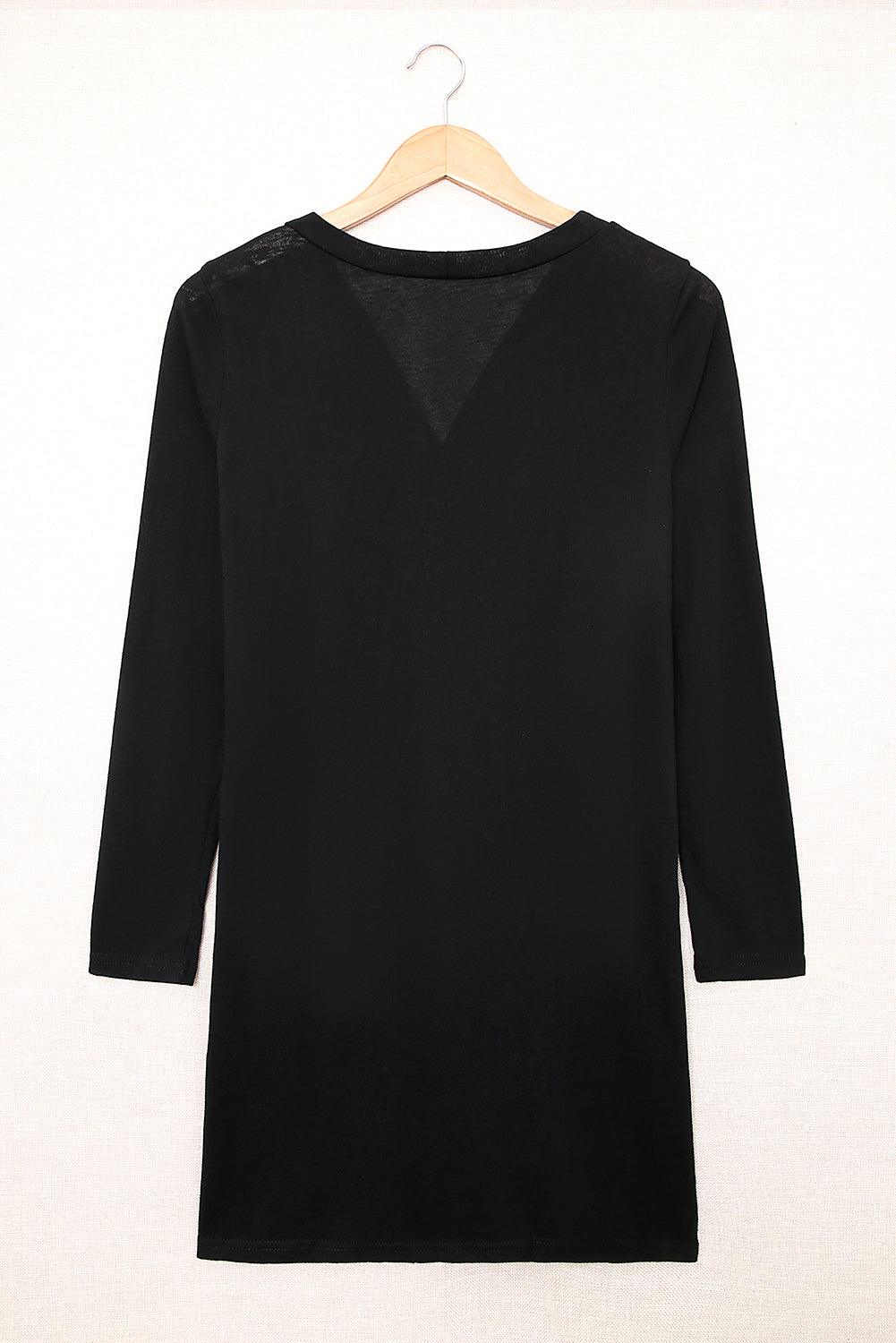 Black Casual Button Front Open Front Cover Up