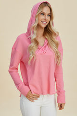 Double Take Full Size High-Low Dropped Shoulder Long Sleeve Hoodie