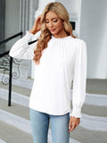 Round Neck Flounce Sleeve Blouse - PD SECRET REALM