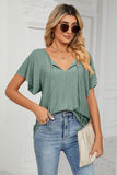 Eyelet Tie-Neck Flutter Sleeve Top - PD SECRET REALM