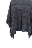 Round Neck Fringe Detail Sleeve Poncho - PD SECRET REALM