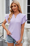 Eyelet Notched Flutter Sleeve T-Shirt - PD SECRET REALM