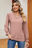 Eyelet V-Neck Flounce Sleeve T-Shirt - PD SECRET REALM