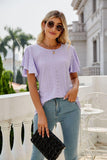 Eyelet Flutter Sleeve Round Neck Top - PD SECRET REALM