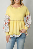 Round Neck Long Sleeve Babydoll Blouse - PD SECRET REALM