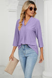 Eyelet Three-Quarter Sleeve Blouse - PD SECRET REALM